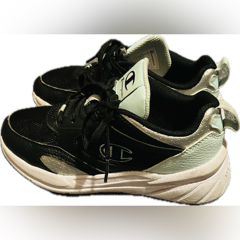 Girls Youth 1 Champion Sneakers - teal, black, silver.